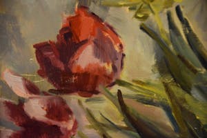 Henk van Leeuwen - Stilleven met tulpen - olieverf op hardboard kopen? Bied vanaf 100!