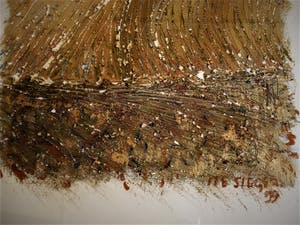 Ite Siegers - Bijzonder gemengde techniek Materieschilderij "Toscane - Huis op heuvel" gesign. kopen? Bied vanaf 20!
