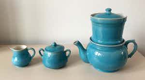 Faience de Thulin - Art Deco Cafetierre + suikerpot en roomkan verkocht voor € 1!