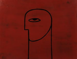 Truong Tan - Beschilderd paneel, Figuur met oog in rood kopen? Bied vanaf 500!