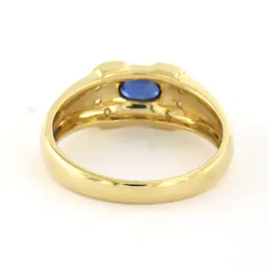 18k geel gouden ring met saffier en briljant geslepen diamanten tot. 0.08ct kopen? Bied vanaf 410!