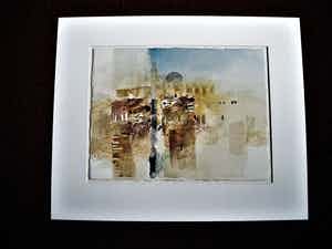 Francis Mean - Intrigerende gemengde techniek (zand,olieverf ea) "impressions du Maroc" gesign. verkocht voor € 76!