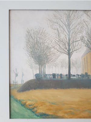 Niet of onleesbaar gesigneerd - Modern mysterieus mistig landschap - olieverf op doek -vanaf 1 euro- kopen? Bied vanaf 1!