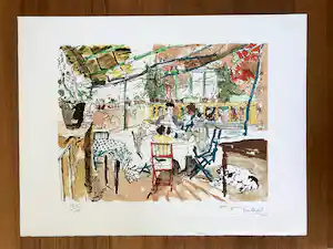 Jean Jacques Gailliard - Gesigneerde kleurenlitho - "Terras" - 145/145 verkocht voor € 90!