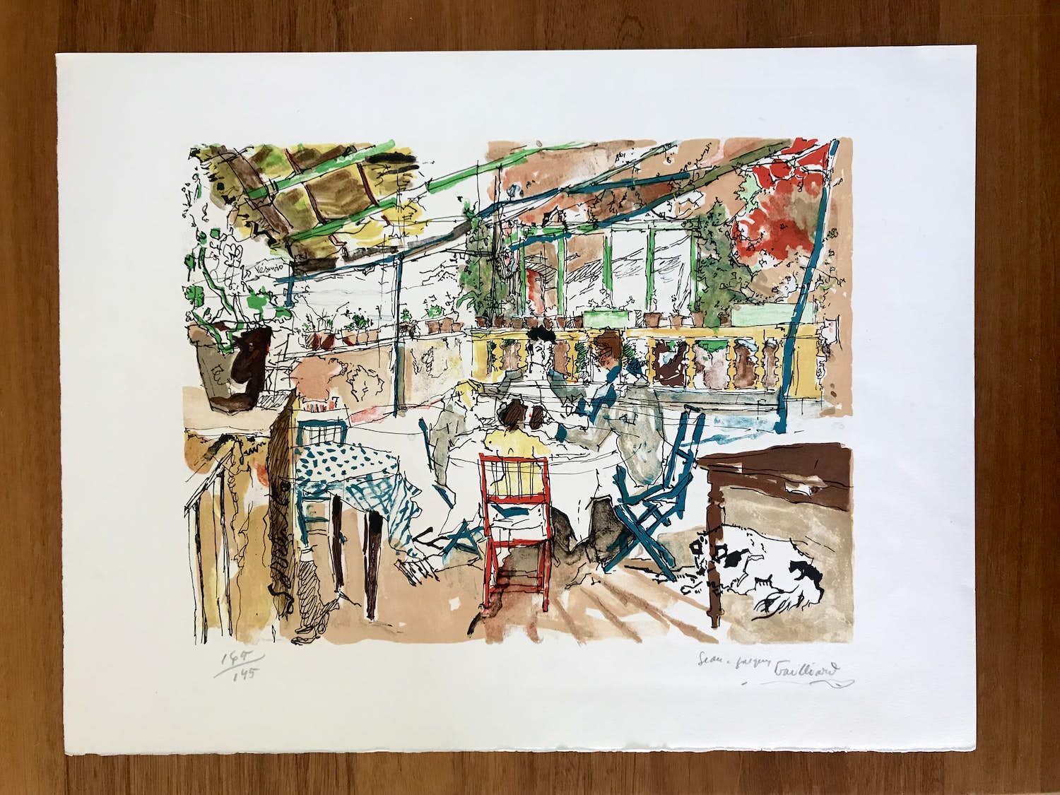 Jean Jacques Gailliard - Gesigneerde kleurenlitho - "Terras" - 145/145 verkocht voor € 75!