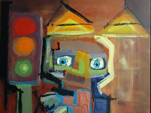 Jasper Banen - Acrylverf op doek, ingelijst , “Stoplicht” – 2002 kopen? Bied vanaf 195!