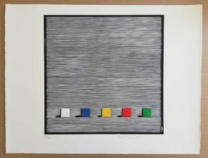 Pieter Becks - GEOMETRISCHE ABSTRACTIE / KLEURHOUTSNEDE / 50x65cm / SIG / 1995 kopen? Bied vanaf 25!