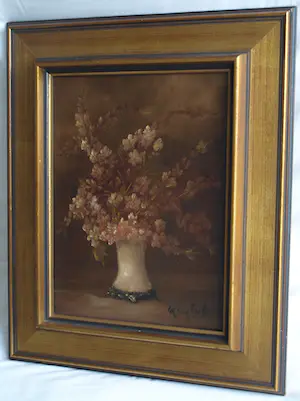 Niet of onleesbaar gesigneerd - Ingelijst , Olieverf , Bloemstilleven – onduidelijke signatuur… kopen? Bied vanaf 1!