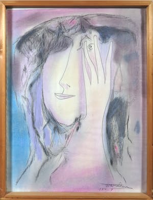 Theo van der Nahmer - Tekening, Door de vingers gezien - Ingelijst kopen? Bied vanaf 1!