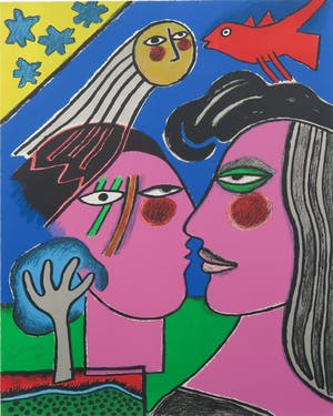 Corneille - Zeefdruk, Zonder titel - Ingelijst kopen? Bied vanaf 200!