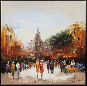 Henry Brand - Olieverf op doek, Stadsgezicht - Ingelijst kopen? Bied vanaf 50!