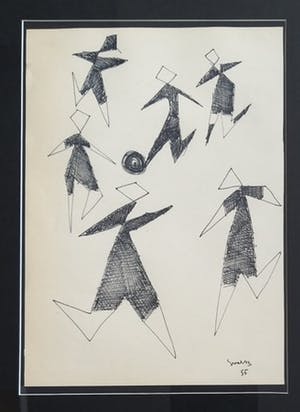 Siep van den Berg - Voetballers - inkt op papier 1955 kopen? Bied vanaf 125!