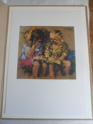 Rob Houdijk - Offset-litho, "Samen lezen". kopen? Bied vanaf 35!