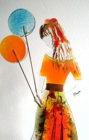Niet of onleesbaar gesigneerd - kunstenares Efrosini, beeldschone glassculptuur, 46 cm hoog kopen? Bied vanaf 1!