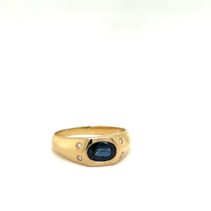 Stilvoller Herrenring in 18 Karat mit feinen Saphir und Brillanten kopen? Bied vanaf 700!
