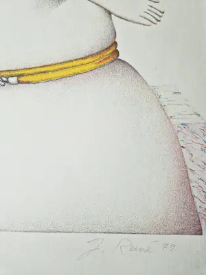 Jörg Remé - Originele 1979 kleuren Lithografie "dame en havik" - beperkte oplage (100) kopen? Bied vanaf 48!