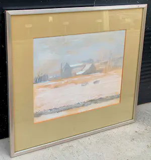 Harm Kamerlingh Onnes - Ingelijste gouache op papier: Winterlandschap - 1968 kopen? Bied vanaf 299!