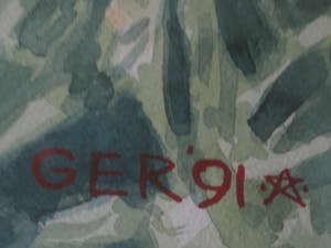 Ger van Dijck - Galerie Mia Joosten - GROOT! gesigneerde Gouache "Voorjaarsweide met Klaprozen" kopen? Bied vanaf 10!