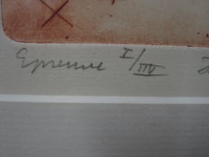 Niet of onleesbaar gesigneerd - gesigneerde, handgekleurde, kleine oplage Ets "Hallo" fraai ingelijst. kopen? Bied vanaf 1!