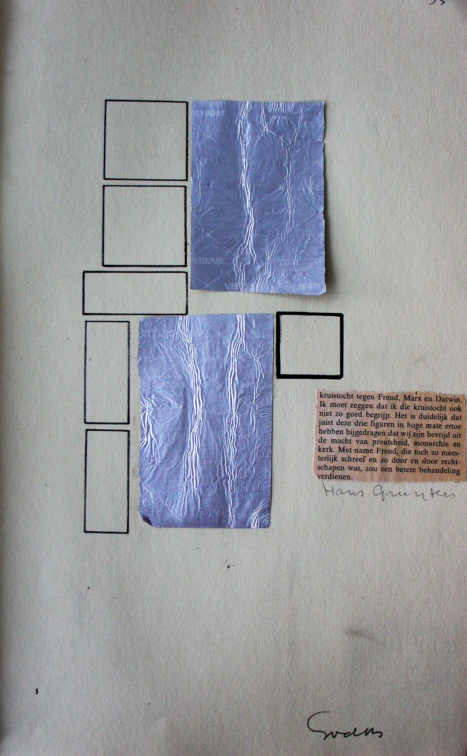 Siep van den Berg - collage/stifttekening - 1976 kopen? Bied vanaf 75!