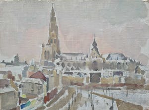 Niet of onleesbaar gesigneerd - Stadsgezicht in de Sneeuw kopen? Bied vanaf 1!