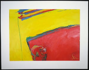 Franscz Witte - Gemengde techniek op papier, Rood geel abstract kopen? Bied vanaf 1!