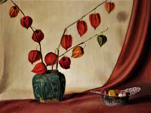 Niet of onleesbaar gesigneerd - Leuk omstreeks 1930 geschilderd olieverf "bloesemtakken en bonbons" " kopen? Bied vanaf 1!