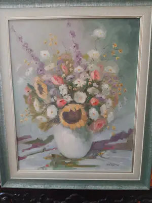 Bram Vegt - Olieverf op doek, vaas met bloemen uit 1997 kopen? Bied vanaf 70!