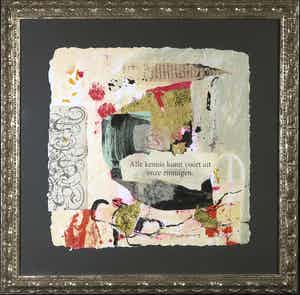 Miriam Slaats - Zeefdruk, Alle kennis komt voort uit onze zintuigen - Ingelijst verkocht voor € 35!