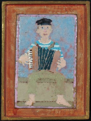 Go de Kroon - Emaille schildering, Man met accordeon kopen? Bied vanaf 120!