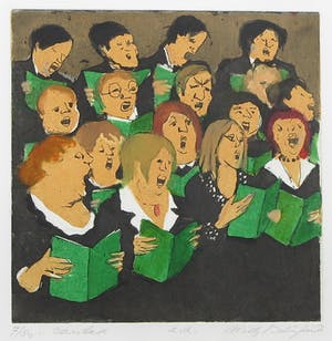 Willy Belinfante - Aquatint, Cantate - Ingelijst kopen? Bied vanaf 35!