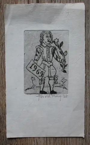 Jos van den Berg - 2 etsen: zelfportet + figuur kopen? Bied vanaf 45!