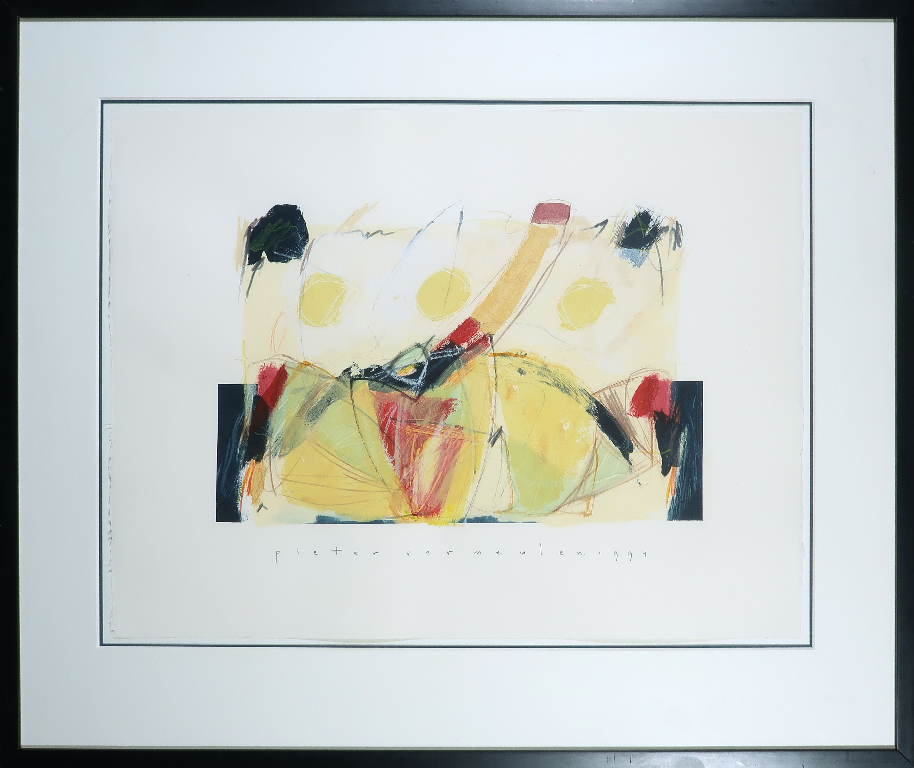 Pieter Vermeulen - Gemengde techniek op papier, Zonder titel - Ingelijst kopen? Bied vanaf 1!