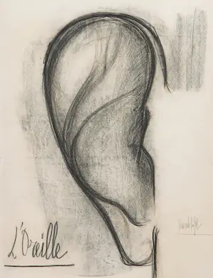 Bernard Buffet - Houtskool op papier, L'Oreille kopen? Bied vanaf 1000!