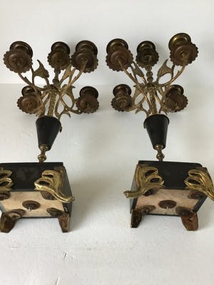 Curiosa - 2 kandelaars Napoleon III stijl op marmeren voet. kopen? Bied vanaf 55!