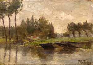 Petrus Paulus Schiedges - Pramen in sloot verkocht voor € 25!