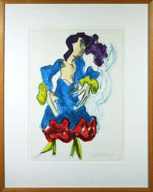 Jan Sierhuis - Litho, Z.T. (Flamenco) - Ingelijst (Groot) verkocht voor € 50!