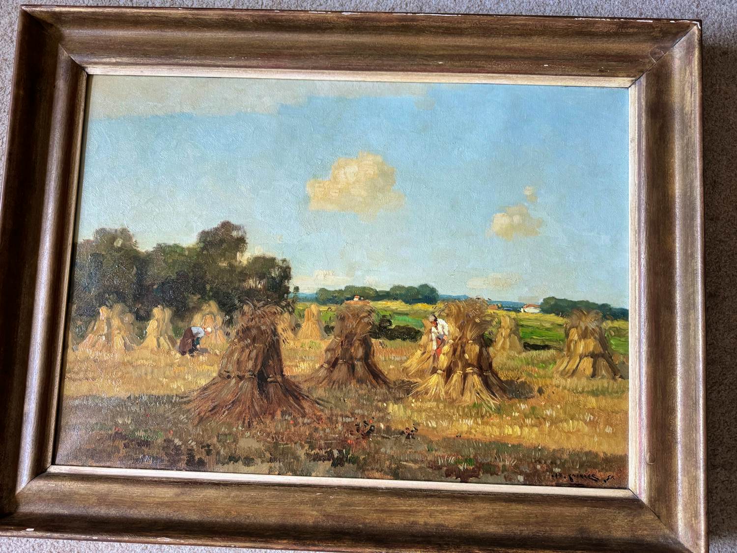 Jan Simon Knikker (sr.) - Landschap met korenschoven en boeren kopen? Bied vanaf 250!