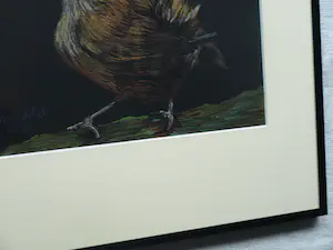 Niet of onleesbaar gesigneerd - Ingelijste pastel , Vogel op tak – gesigneerd – 2017 - Lijst, 41 x 41 cm. kopen? Bied vanaf 1!