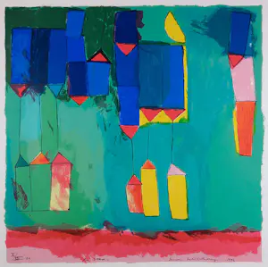 Susan Schildkamp - Zeefdruk op papier, De stad - Ingelijst kopen? Bied vanaf 50!