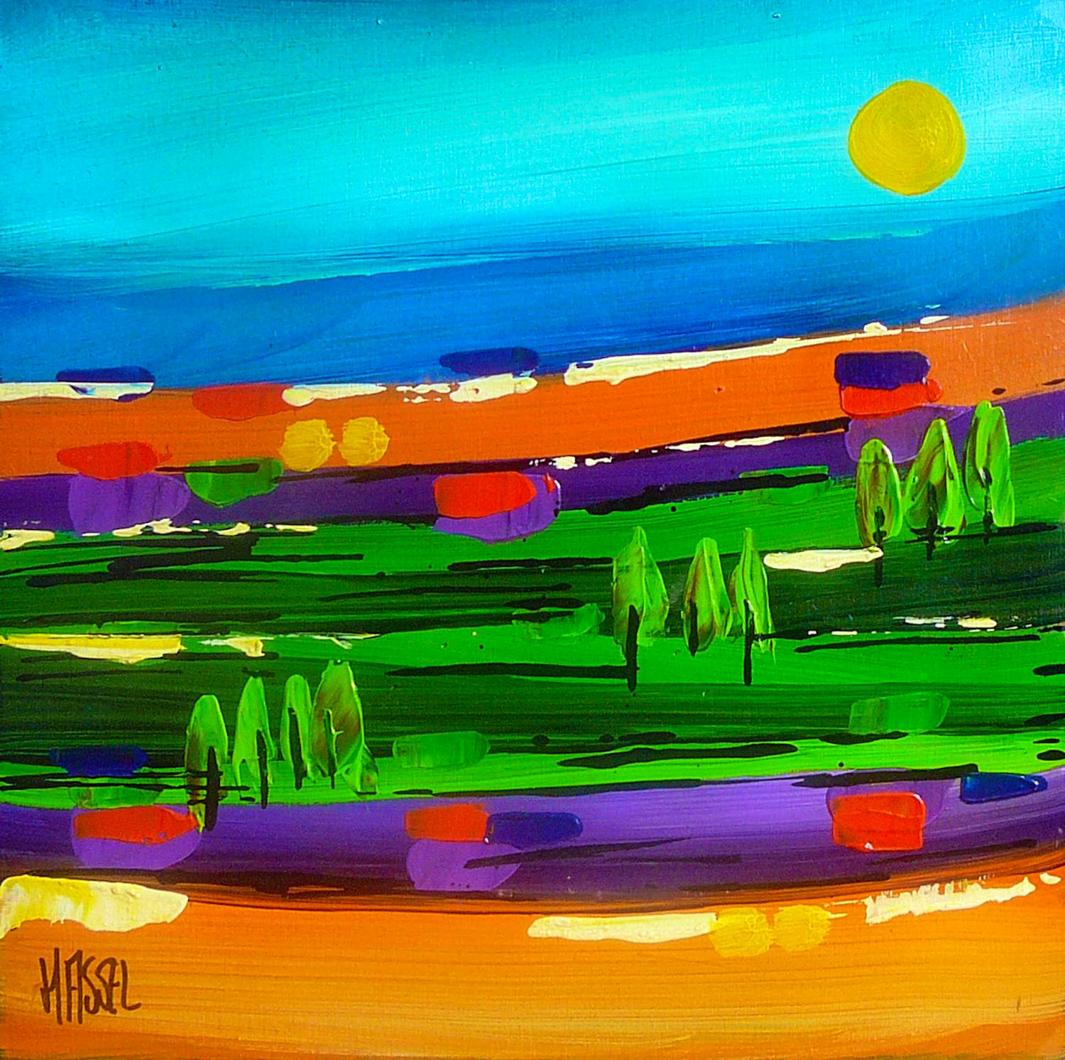 Ad van Hassel - Mediterraan landschap -acryl op paneel- verkocht voor € 45!