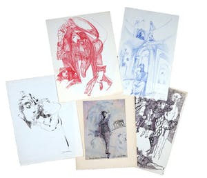 Joe Wols - Lot van vijf werken op papier, Figuren en karakters kopen? Bied vanaf 1!