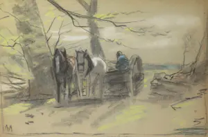 AcheterAnton Mauve (sr.) - Man met paardenkar in een boslandschap? Enchérissez de 180!