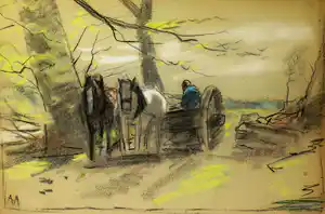 Anton Mauve (sr.) - Man met paardenkar in een boslandschap verkauft für € 180!