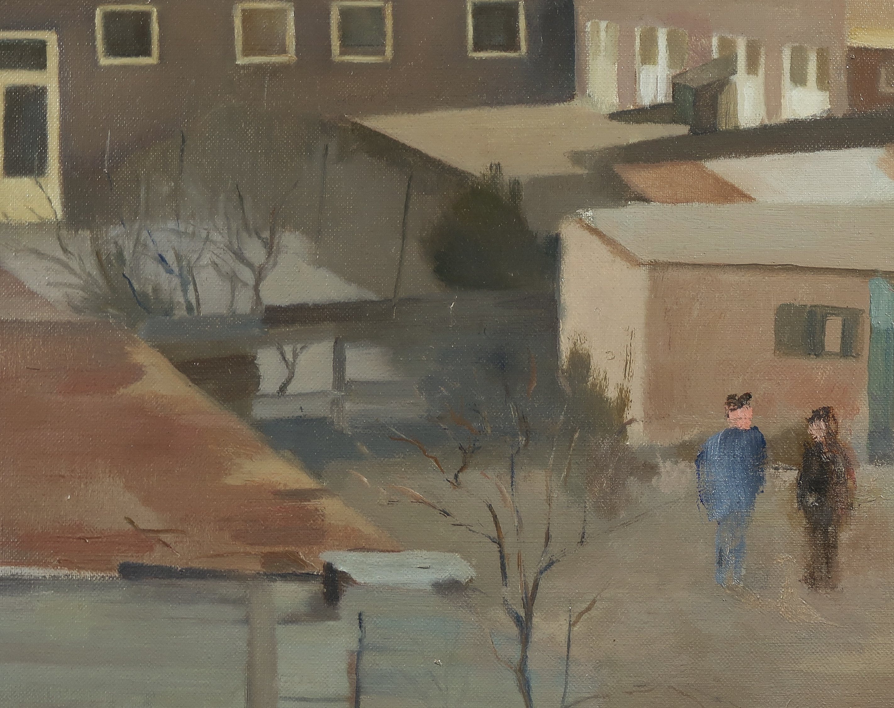 Joop Stierhout - Olieverf op doek, Binnenplaats - Ingelijst kopen? Bied vanaf 350!