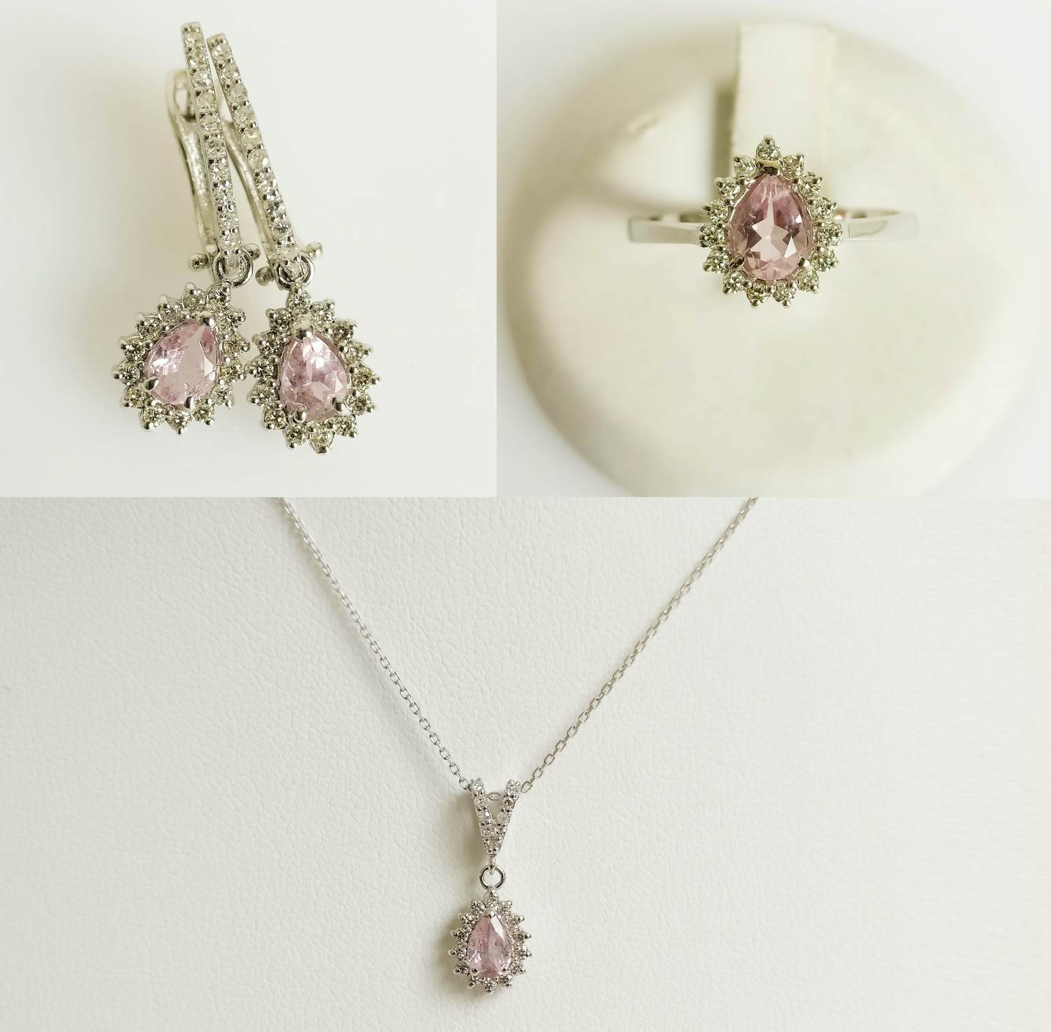 Set met toermalijn en diamanten (hanger, oorbellen en ring) kopen? Bied vanaf 1450!