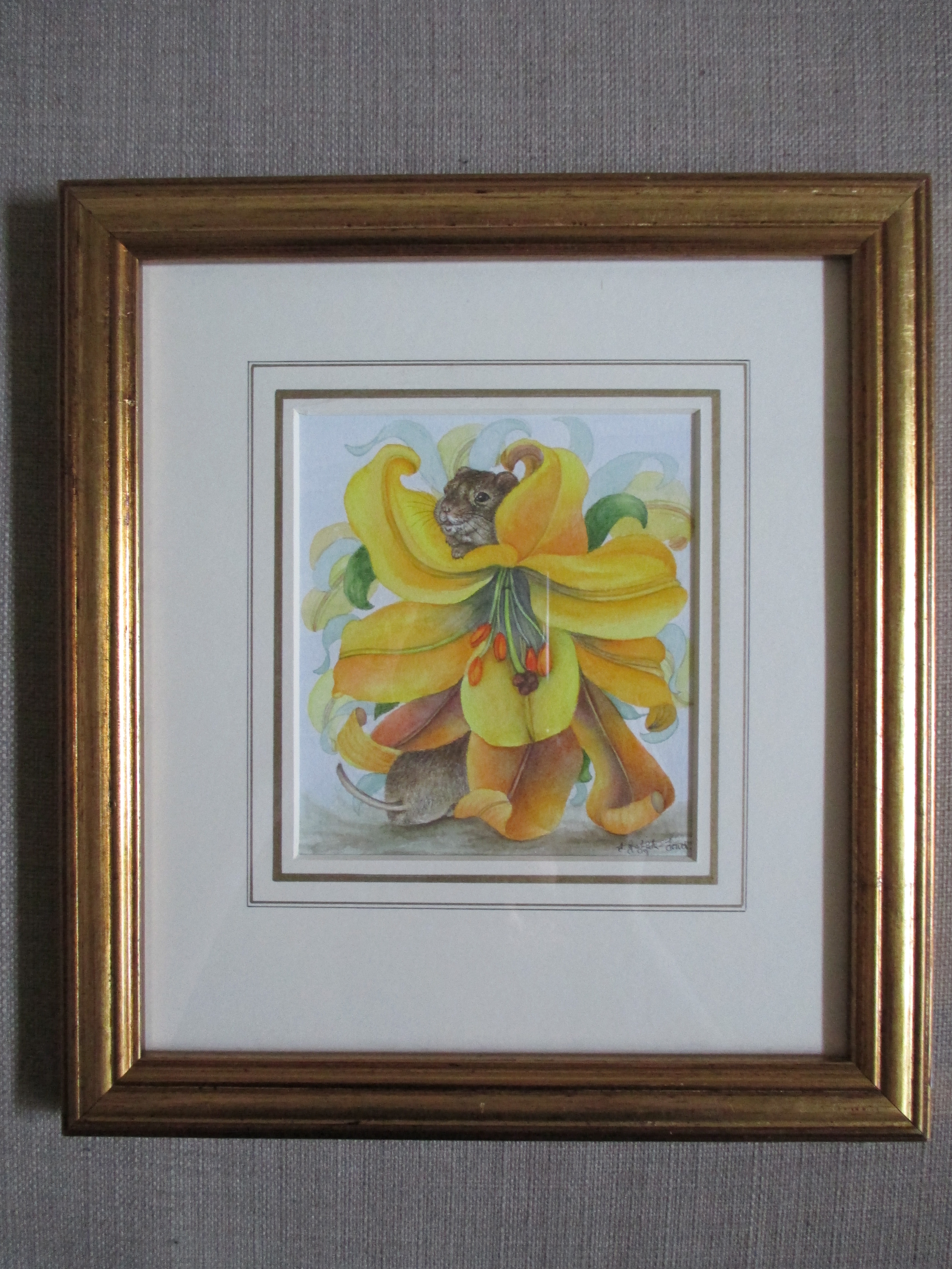 Julia Griffith-Jones - Gouache "Trumpet Lily Royal Gold" kopen? Bied vanaf 1!
