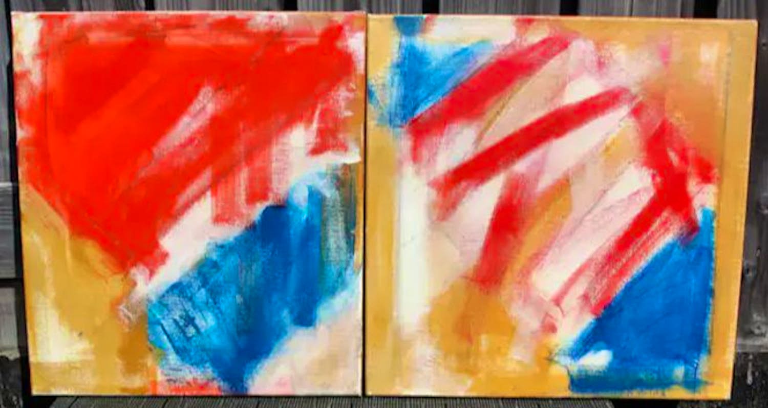 Adine Engelman - 2x olieverf op doek - 1987 kopen? Bied vanaf 299!