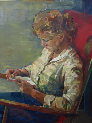 Niet of onleesbaar gesigneerd - Olieverf op doek , Leesvrouw , Lezende vrouw kopen? Bied vanaf 1!