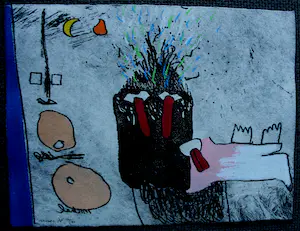 Michel van Overbeeke - met de hand bewerkte ets (vetkrijt) - 1988 kopen? Bied vanaf 50!